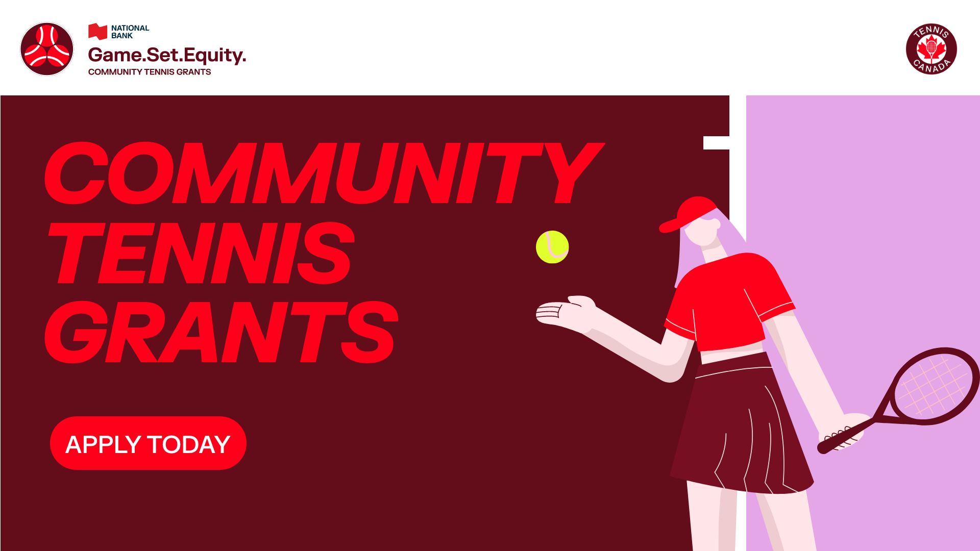 Game. Set. Equity. Community Tennis Grants presented by National Bank