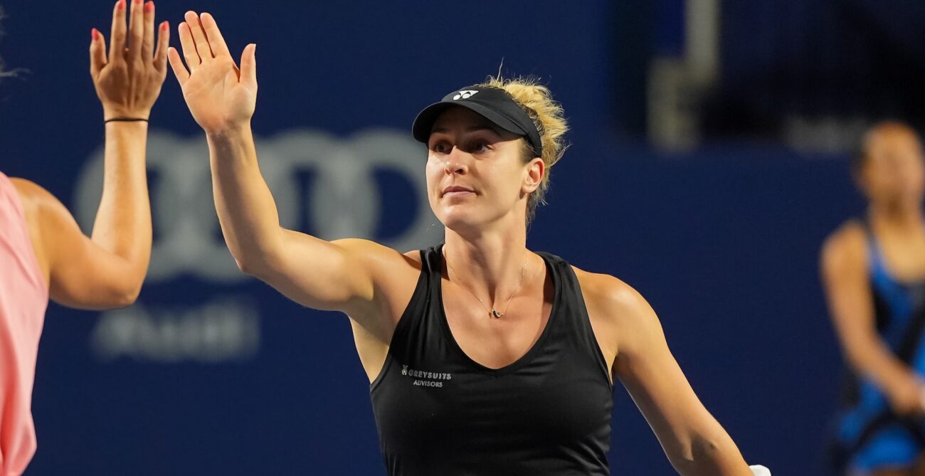 Gabriela Dabrowski high-fives Erin Routliffe. The Canadian doubles teams were the stars at the National Bank Open in Toronto.