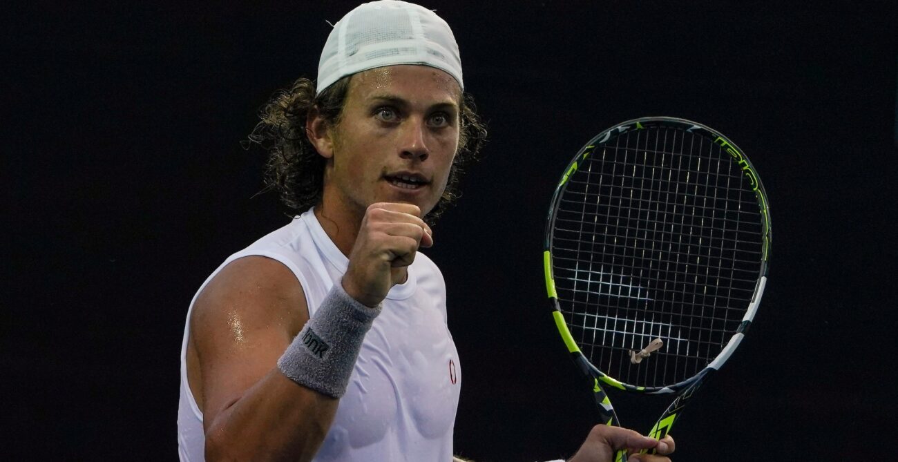 Liam Draxl pumps his fist. He and his fellow Canadians dominated the ITF event in Edmonton.