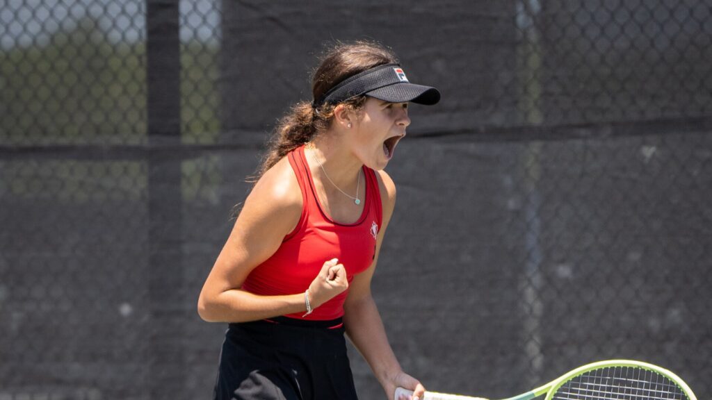 Nadia Lagaev pumps her fist and yells. She was one of the Canadian junior girls who won an ITF title in Montreal in September.