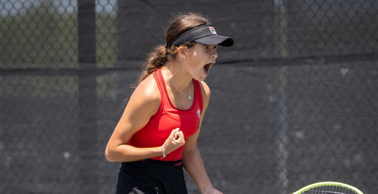 Nadia Lagaev pumps her fist and yells. She was one of the Canadian junior girls who won an ITF title in Montreal in September.