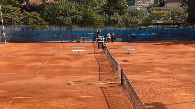 The clay courts at the Tennis Club d'Antibes, where Canadian Sydney Azancot won two ITF Masters titles in the over 70s.