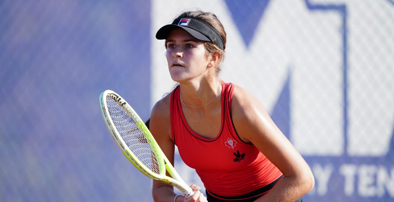 Nadia Lagaev prepares to return a serve at the Billie Jean King Cup Juniors Finals.