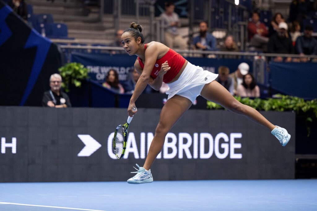 Leylah Annie Fernandez follows through on a serve. She will play for Canada at the Billie Jean King Cup Finals, which will be stream on CBC Sports and TVA Sports.