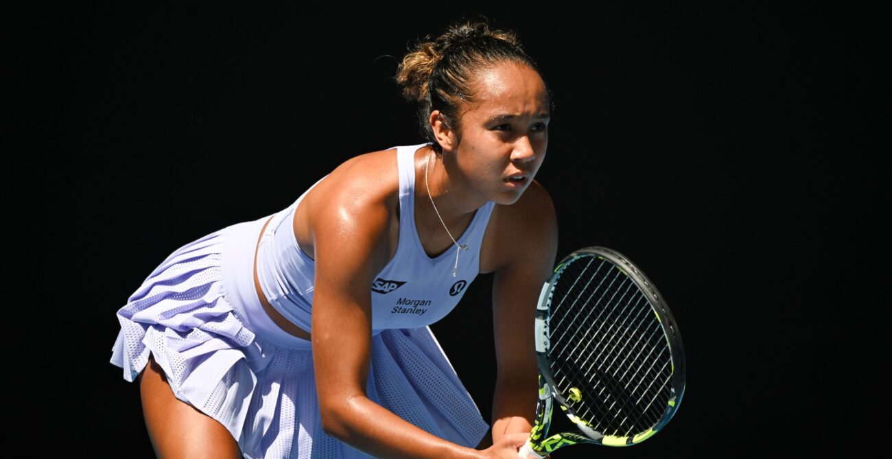 Leylah Annie Fernandez prepares to return a serve at the Australian Open. She is one of five Canadians competing in the main draw in 2025.