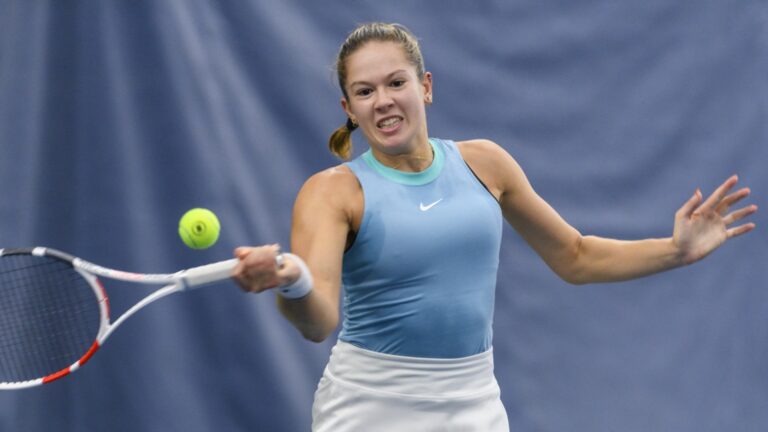 Ariana Arseneault hits a forehand. She will compete in Montreal this week as the ITF Tours are stopping by IGA Stadium.