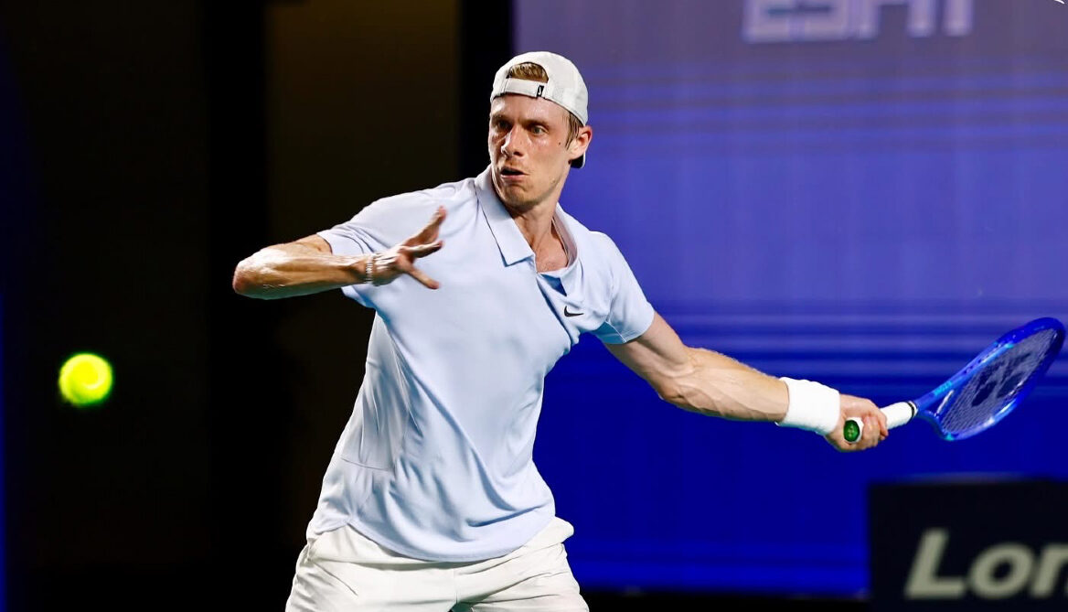 Denis Shapovalov winds up to hit a forehand in Acapulco. He lost to Alejandro Davidovich Fokina on Friday.