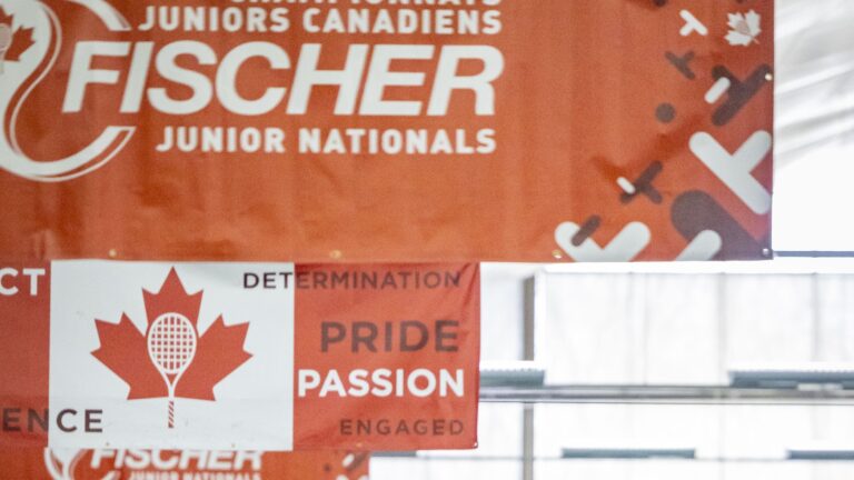 Banners for the Fischer Indoor Junior Nationals hand from the roof. The U16 and U12s are underway this week.