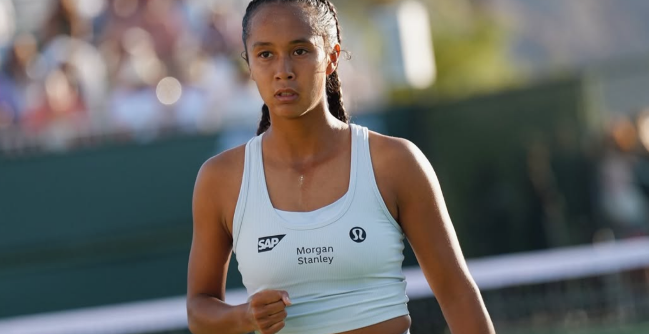 Leylah Fernandez pumps her fist. She beat Alycia Parks at the Miami Open on Thursday.